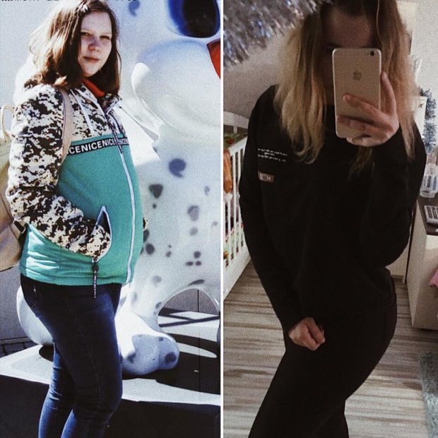 Полина до и после беременности